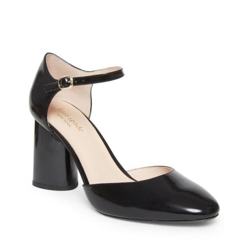 Kate Spade New York Serene Black Patent Leather Block Heel Mary Jane Pumps 5M